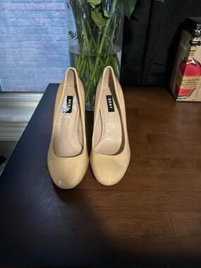 DKNY Laci Nude Patent Leather Pointed Toe Pumps